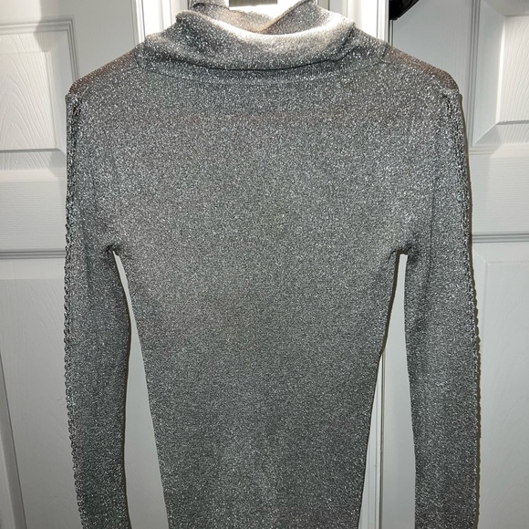 Like New- Vintage, Metallic, Peek-a-boo, Silver Long-Sleeved Top - Medium - Picture 2 of 4